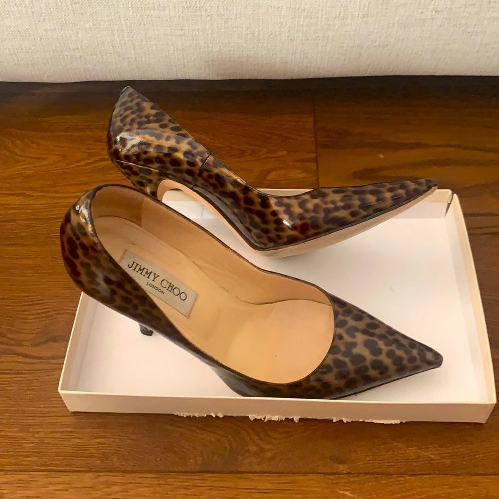 Jimmy Choo patent leopard heels size 39.5